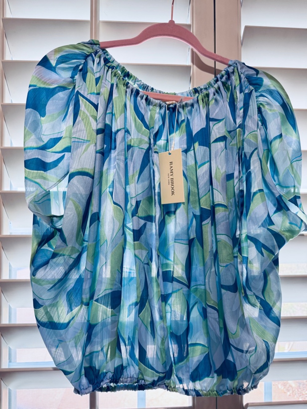 RAMY BROOK Katie Blouse in Blue Quartz Size Small